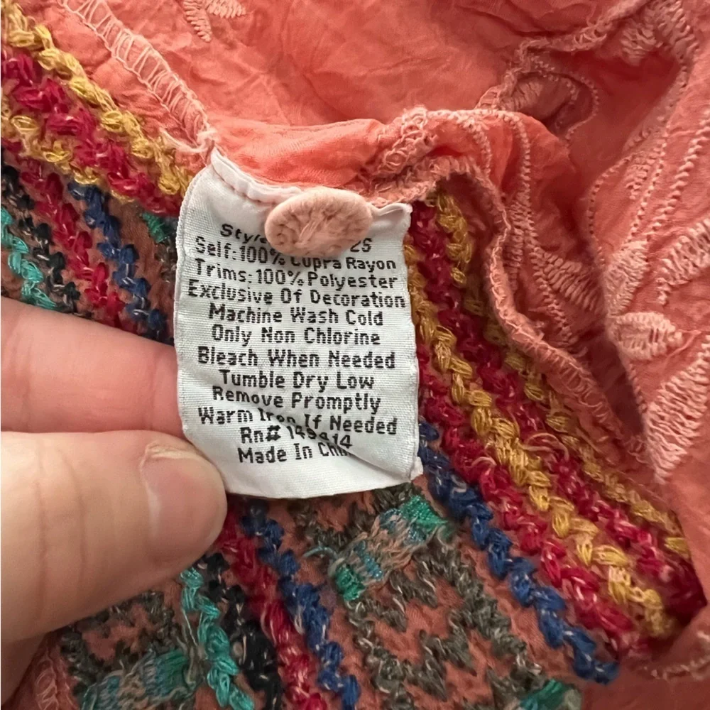 Johnny Was Embroidered Floral Boho Malin Tank in Coral, size XS